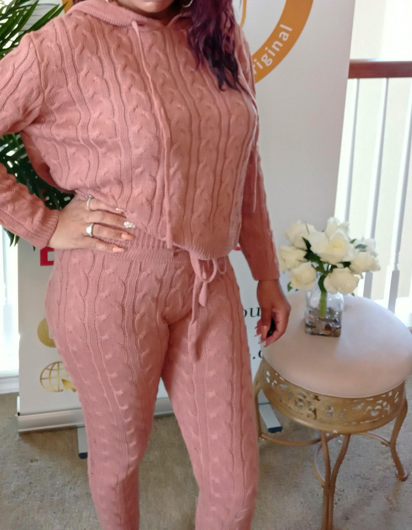 Cozy in Pink Rose, Two Piece Pant Set - GLO Culture Boutique™