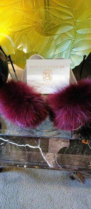 Fluffy Fur Slippers: Red Wine - GLO Culture Boutique™